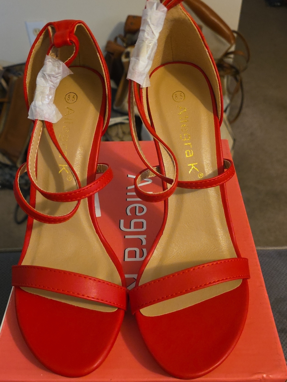 Allegra K Red Strappy Women's Heeled Sandals